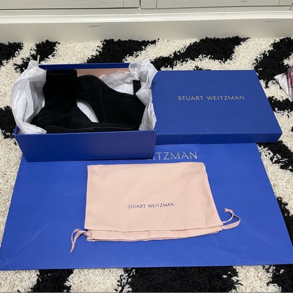 Like New Women’s Size 6 Stuart Weitzman Brandie Mid Calf Suede Booties In Black - Picture 10 of 14